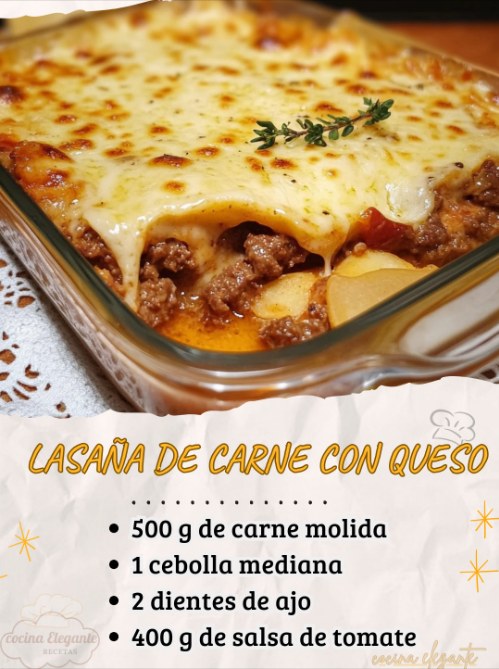 Receta de Lasaña de Carne con Queso
