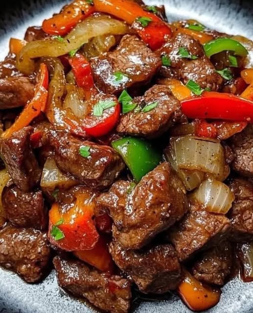 Carne de Res con Pimientos y Cebolla