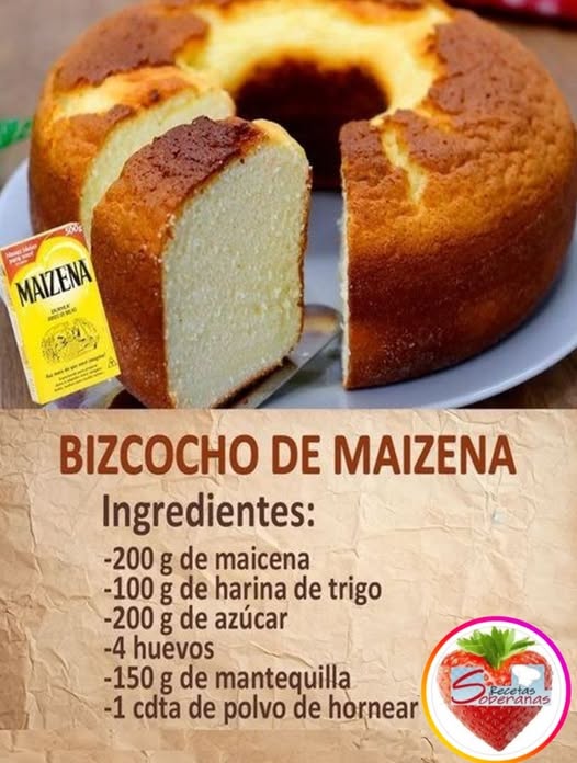 Bizcocho de Maicena Suave y Esponjoso