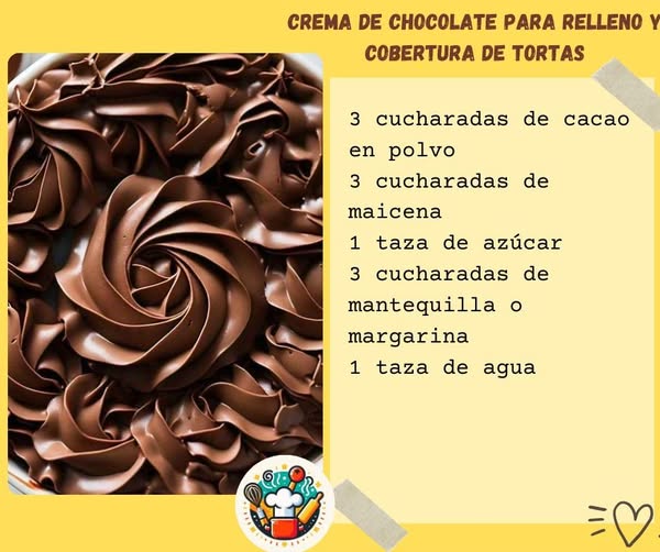 Crema de chocolate para rellenar y cubrir tortas