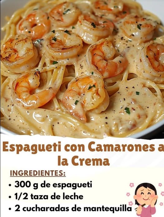Espagueti con Camarones a la Crema