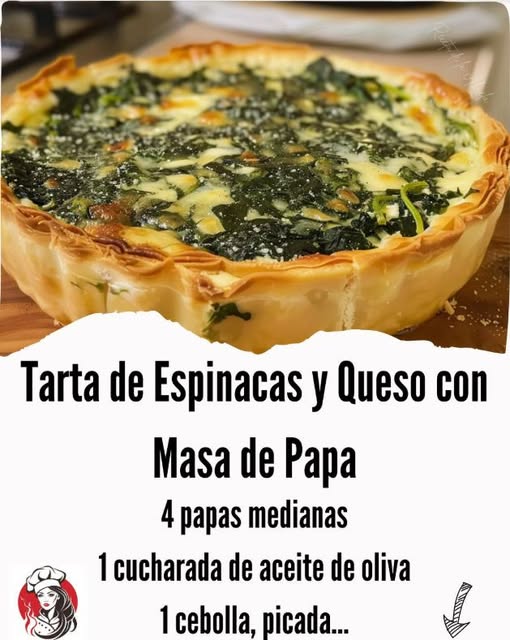 Tarta de Espinacas y Queso con Masa de Papa