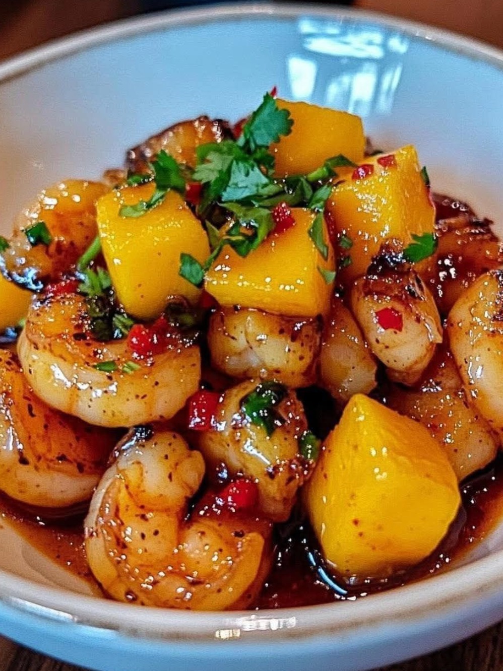 camarones en salsa de mango
