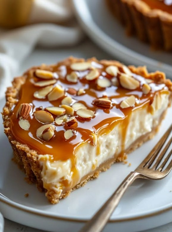 Tarta de Almendra y Caramelo con Base de Galleta